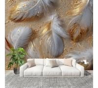 Mural 3D Panoramic Photo Wallpaper Golden Animal Feathers Art Print Wall Mural Non-Woven Murals 400x280cm Light Brown for Bedrooms Living Room Modern Design Poster Picture