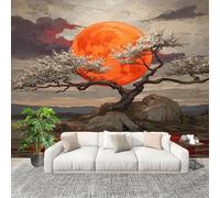 Mural 3D Panoramic Photo Wallpaper Japanese Style Landscape Painting Art Print Wall Mural Non-Woven Murals 350x256cm Red for Bedrooms Living Room Modern Design Poster Picture
