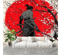Mural 3D Panoramic Photo Wallpaper Japanese Style Samurai Cherry Blossoms Art Print Wall Mural Non-Woven Murals 350x256cm Red for Bedrooms Living Room Modern Design Poster Picture