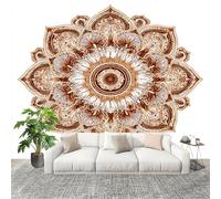 Mural 3D Panoramic Photo Wallpaper Mandala Geometry Florals Art Print Wall Mural Non-Woven Murals 200x140cm White for Bedrooms Living Room Modern Design Poster Picture