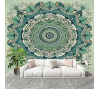 Mural 3D Panoramic Photo Wallpaper Mandala Pattern Art Print Wall Mural Non-Woven Murals 300x210cm Light Green for Bedrooms Living Room Modern Design Poster Picture