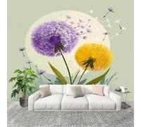 Mural 3D Panoramic Photo Wallpaper Plants Dandelion Theme Art Print Wall Mural Non-Woven Murals 350x256cm Light Green for Bedrooms Living Room Modern Design Poster Picture