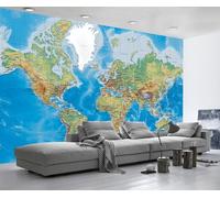 Mural 3D Wallpaper World Map Blue 250x175cm Custom Murals Wallpapers for Living Room Bedroom -ZXCHEE-MZ03135