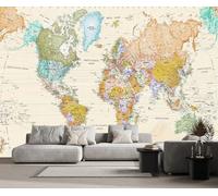 Mural 3D Wallpaper World Map Retro 250x175cm Custom Murals Wallpapers for Living Room Bedroom -ZXCHEE-MZ04656