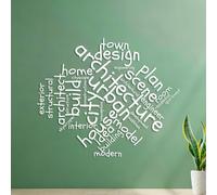 Mural and Wall Vinyl Decal Architecture Word Cloud Architectural Concept 42x50.4cm Glass Stickers White