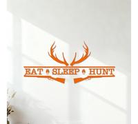 Mural and Wall Vinyl Decal Art Room Eat Sleep Hunt Hunting Bow Rifle Deer Deer Animal 53x112.9cm Wall beautification Orange