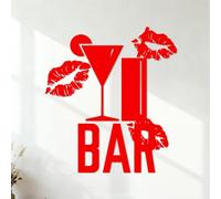 Mural and Wall Vinyl Decal Bar Alcohol Cocktail Party Night Club 54.6x60.5cm Tattoo Culture Red