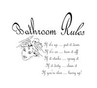 Mural and Wall Vinyl Decal Bathroom Rules Retro Style Restroom Words Home Hygiene 36x41.6cm Equipped with Transfer Film kit Small Black