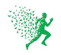 Mural and Wall Vinyl Decal Birds Flying Patterns Human Running Motivation 72x74.2cm Window Decals Green