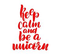 Mural and Wall Vinyl Decal Brush Lettering Keep Calm be a Unicorn Calligraphy 52x66.2cm Do not Damage The Wall Surface Red