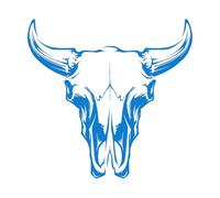 Mural and Wall Vinyl Decal Bull Skull Mexican Animal Head Meat Steak Restaurant Logo 36x37.2cm Personalized Customization Blue