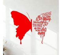 Mural and Wall Vinyl Decal Butterfly Phrases Words Idea Beautiful Quote 54.6x65.8cm Wall beautification Red
