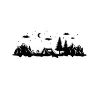Mural and Wall Vinyl Decal Camper Van Rv Tent in The Forest Moon Stars Camping Travel Trees Sky Rv Car 22x61.6cm Do not Damage The Wall Surface Small Black