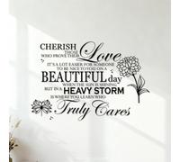 Mural and Wall Vinyl Decal Cherish Those who Prove Their Love It's a lot Easier for Someone to be Nice to You on a Beatiful Day with Flower Illustration 42x63.2cm Personalized Customization Black