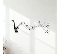 Mural and Wall Vinyl Decal Classic Saxophone with Music Notes 30x82cm Art Mural Painting Black