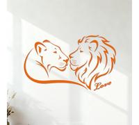 Mural and Wall Vinyl Decal Couple African Animals Lioness Leo Love 54.6x89.5cm Wall beautification Orange