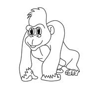 Mural and Wall Vinyl Decal Cute Gorilla Cartoon Coloring Page 34x41.7cm Art Mural Painting Black