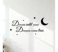 Mural and Wall Vinyl Decal Dream Come True Moon and Star Illustrated Family Home School 53x112.6cm Do not Damage the wall Surface Black