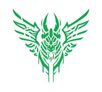 Mural and Wall Vinyl Decal Flying Dragon Head Tattoo Silhouette Facing Forward 54.6x56cm Removable Without Leaving Glue Green