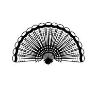 Mural and Wall Vinyl Decal Folding Fan Image icon Summer and Accessories 36x61.3cm Glass Stickers Black