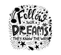 Mural and Wall Vinyl Decal Follow Your Dreams They Know The Way Motivational Quote 42x44.2cm Tattoo Culture Black