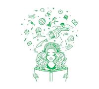 Mural and Wall Vinyl Decal Girl Reading A Book Imagination Fantasy Fairy Tale Romantic 34x43.8cm Self Adhesive Green