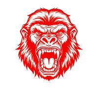 Mural and Wall Vinyl Decal Gorilla Head with Open Mouth and Teeth 67.2x72cm Can Modify and add Information Red