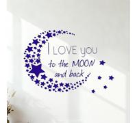 Mural and Wall Vinyl Decal I Love You to The Moon and Back Classic Quote Stars Pattern Moon 35x49.9cm Car Body Decoration DarkBlue