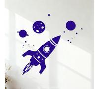 Mural and Wall Vinyl Decal Mobile Kids Rocket Stars Moon Planets Game Space 35x37.4cm Do not Damage the wall Surface DarkBlue