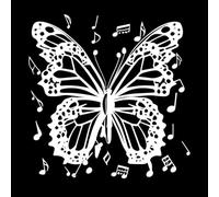 Mural and Wall Vinyl Decal Music Notes Butterfly and with Flying Musical Notes 42x42.7cm Art Decoration White