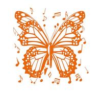 Mural and Wall Vinyl Decal Music Notes Butterfly and with Flying Musical Notes 42x42.7cm Self Adhesive Orange