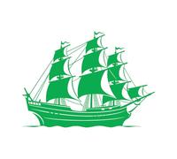 Mural and Wall Vinyl Decal Mythical Journey Ship Emblem Design Antique Mariners Ancient Ship in 50.4x69.3cm Store Decoration Green