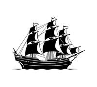 Mural and Wall Vinyl Decal Mythical Journey Ship Emblem Design Antique Mariners Ancient Ship in 50.4x69.3cm Do not Damage The Wall Surface Black