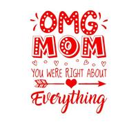 Mural and Wall Vinyl Decal OMG mom You were Right About Everything 38x50.7cm Can Modify and add Information Red