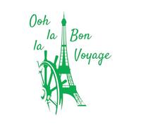 Mural and Wall Vinyl Decal Paris Eiffel Tower Oh la la Bon Voyage 68x87.9cm Multiple Size Options Green