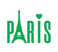 Mural and Wall Vinyl Decal Paris Word with Eiffel Tower Label or Logotype Clean and Modern 40x50.4cm Do not Damage The Wall Surface Green