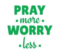 Mural and Wall Vinyl Decal Pray More Worry Less Typography Quotes Bible Verse Motivational Words Christian Poster in 42x43.9cm Do not Damage The Wall Surface Green