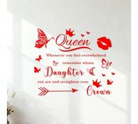 Mural and Wall Vinyl Decal Queen Whenever You Feel overwhelmed Remember Whose Daughter You are and straighten Your Crown 54.6x73.5cm Multi Color Selection Red