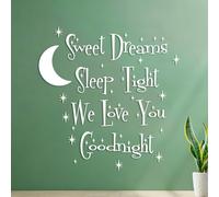 Mural and Wall Vinyl Decal Quotes Sweet Dreams Sleep Well Moon Dormitory 35x35.8cm Can Modify and add Information White
