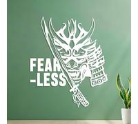 Mural and Wall Vinyl Decal Samurai Japanese Fearless Warrior Face Mask Catana 54.6x64.2cm Tattoo Culture White