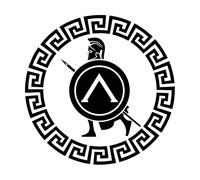 Mural and Wall Vinyl Decal Sparta Spartan Ancient Warrior Spear Shield 36x36.8cm Multi Color Selection Small Black