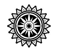 Mural and Wall Vinyl Decal Sun disc Symbol 42x42.2cm It Won't Fall Off Black