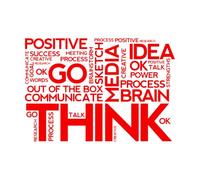 Mural and Wall Vinyl Decal Think Positive Thinking Idea Words Office Space 64x92.8cm Multi Color Selection Red