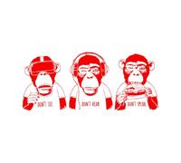 Mural and Wall Vinyl Decal Three Monkeys Quote Don't See Hear Speak Teen 28x64.5cm Personalized Customization Red