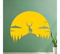 Mural and Wall Vinyl Decal Trailer Truck Model Car Jungle Forest Camper Mountain Deer 54.6x68.5cm Do not Damage the wall Surface Yellow