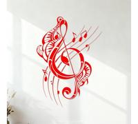 Mural and Wall Vinyl Decal Treble Clef Musical Notes Music Recording Studio 54.6x75.9cm Art Mural Painting Red