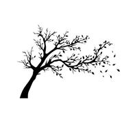 Mural and Wall Vinyl Decal Tree Branch Wind Fall Leafs Floral 36x46.5cm Removable Without Leaving Glue Small Black