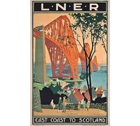 Mural Art Print Artwork Wall Art Famous a London and North Eastern Railway Poster East Journeys to Scotland by Henry George Gawthorn for Home Decor 60x90cm