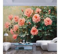 Mural Custom Photo Wallpapers 3D Pink roses green leaves vintage style Pink roses green leaves vintage style3D Painting for Kids Bedroom Walls 3D Living Room The Wall for Bedroom Effect border