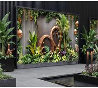 Mural Gardens Modern Tropical Oasis Garden Mural Curtain Waterproof Outdoor Tapestry Vertical Wall Art Botanical Luxury Backdrop W240Cm H180Cm